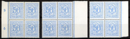 BE    854 - 854a - 854b    XX      ---      MNH  --  Chiffre Sur Lion Héraldique : Les 3 Nuances En Blocs De 4 - 1977-1985 Cifra Su Leone