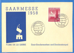 Saar - 1958 - Carte Postale FDC De Saarbrucken - G31002 - FDC