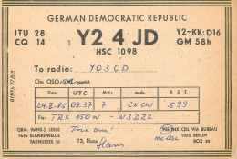 German Democratic Republic Radio Amateur QSL Card Y03CD Y24JD 1985 - Radio Amatoriale