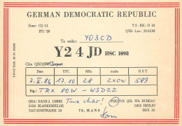 German Democratic Republic Radio Amateur QSL Card Y03CD Y24JD 1986 - Radio Amatoriale