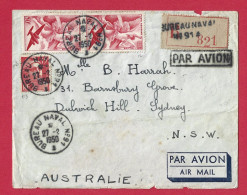 !!! INDOCHINE, LETTRE RECOMMANDÉE PAR AVION DU BUREAU NAVAL NUMÉRO 91 POUR SYDNEY, AUSTRALIE DE 1950 - Luchtpost