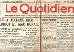 JEUX OLYMPIQUES 1924  - PARIS - LOT DE 8  JOURNAUX - LE QUOTIDIEN - JUILLET  1924 - TOUR DE FRANCE  - - Altri & Non Classificati