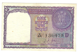 INDIA P75f 1 RUPEE 1957  Signature JHA  LETTER D    XF - Indien