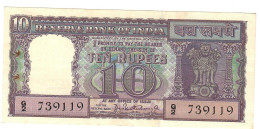 INDIA P57a  10 RUPEES 1967  Signature BHATTACHARYA     XF 2 Usual P.h. - Indien