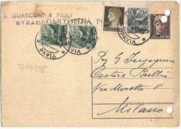 LUOGOTENENZA 23apr1946 CP Turrita C.50 + Imper.SF C.10 + Democratica C.40 + L.1 Coppia Stradella - Fori Archivio - Postwaardestukken