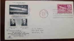 EL)1949 UNITED STATES, COMMEMORATING THE RETURN OF THE WRIGHT BROTHERS' PLANE, WILBUR WRIGHT & ORVILLE WRIGHT, FDC - Unused Stamps