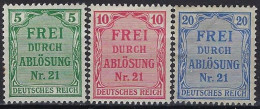 Germany, 1903, Sc# OL3-OL5, "FREI DURCH ABLÖSUNG" Stamps For Use In Prussia, MH(*) - Nuovi