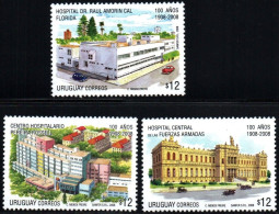 2008 Uruguay Hospital Centenaries Florida Hospital , Armed Forces Hospital , Pereira Rossell Center #2235 - 2237 ** MNH - Uruguay