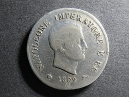 5 LIRE 1809 M - NAPOLEONE IMPERATORE E RE - Napoleónicas