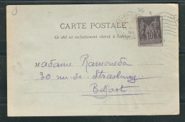 FRANCE 1900 N° 103 Obl. Drapeau S/CP  Pour Belfort - 1898-1900 Sage (Type III)