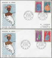 Sénégal 1966 Y&T 266 à 269 Sur 2 FDC. Poupées De Gorée. L'Élégant, L'élégante, La Marchande, La Pileuse - Dolls