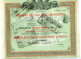 Compagnie Des CHEMINS De FER Des CHARENTES; Bon (1863) - Chemin De Fer & Tramway