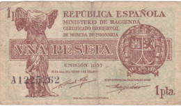 ESPAGNE - ESPAÑA 1 PESETA 1937 Série A 1225262 - 1-2 Pesetas