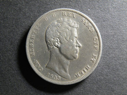 5 LIRE - 1833 P - Piemonte-Sardinië- Italiaanse Savoie