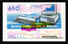 1986 Italia Lavoro Italiano Nel Mondo Lire 650, Sassone N. 1778 Computer Stampa Fuori Registro, Valore Catalogo Euro 475 - Informática