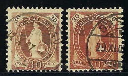 SUISSE 1907: 2x Le ZNr. 88A, Obl. CAD, 2 Nuances - Gebraucht