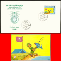 LIBYA 1986 Scouts Fish Comics Children (FDC) - Storia Postale