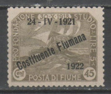 Fiume 1922 - Costituente Fiumana 45 C. ( * ) - Fiume