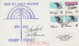 Ross Dependency  Ca NZ Oceanographic Institute Ross Ice Shelf 3 Signatures Ca Scott Base 21 DE 1976 (ZO235) - Forschungsstationen