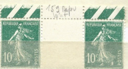 FRANCE N°159 10C VERT TYPE SEMEUSE CAMEE REPUBLIF AU LIEU DE REPUBLIQUE PAIRE AVEC PONT  NEUF SANS CHARNIERE - Neufs