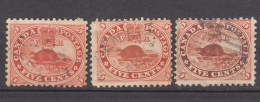 Canada 1859 Animals Beaver Mi#12 Used, 3 Nice Shades - Gebraucht