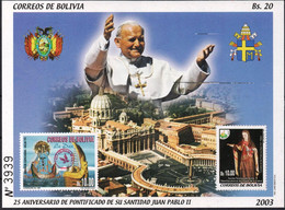 Bolivia 2018 ** Only 300 Know CEFIBOL 2299 (2003 # 1838) XXV Pontificate Anniversary S.S. John Paul II. - Bolivia