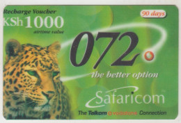 KENYA - Leopard, Safaricom Refill Card , Expiry Date:30/11/2002, 1000 Ksh ,used - Kenia