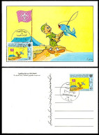 LIBYA 1986 Scouts Fish Comics Children (postal-stationery MAXIMUM FDC) - Covers & Documents