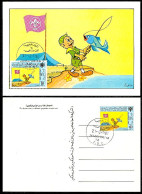 LIBYA 1986 Scouts Fish Comics Children (postal-stationery MAXIMUM FDC) - Storia Postale