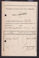 DDFF 777 - Chemins De Fer De L' Etat - Certificat De Payement Des Frais De Transport 1879 - Station D' AUDENARDE - Other & Unclassified