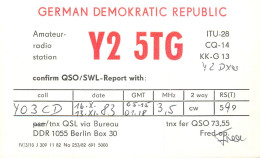 German Democratic Republic Radio Amateur QSL Card Y03CD Y25TG 1983 - Radio Amatoriale