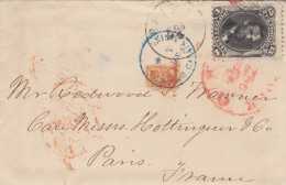 MTM073 - 1868 TRANSATLANTIC LETTER USA TO FRANCE Steamer CIMBRIA - PAID - 15 C. SCOTT 77 - Storia Postale