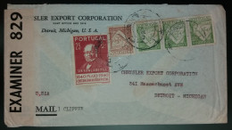 CORREIO AÉREO - WWII - CENSURAS - DESTINO A DETROIT - PORTE 15$75 - Lettres & Documents