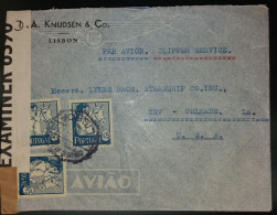 CORREIO AÉREO - WWII - CENSURAS - DESTINO A NOVA YORK - Cartas & Documentos