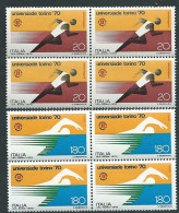 Italia 1970; Universiadi Di Torino: Atletica Leggera E Nuoto, Serie Completa In Quartine. - 1961-70: Mint/hinged