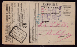 DDFF 783 - Chemins De Fer De L' Etat - Cachet De Gare De ROCHEFORT 1936 Sur Carte CGER -  Verso Commune De WAHA - Andere & Zonder Classificatie