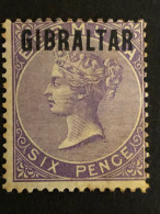 GIBRALTAR SG 6.  6d Deep LilacMH* See Scan CV £300 Some Gum Toning - Gibraltar