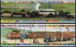 Saint Kitts/Nevis 1987 Sugar Cane Industry 2x5v [::::], Mint NH, Transport - Various - Railways - Agriculture - Treinen