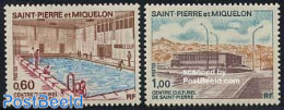 Saint Pierre And Miquelon 1973 Cultural Center 2v, Mint NH, Sport - Swimming - Zwemmen