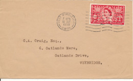 Great Britain Cover Sent To Denmark West Wimbledon 18-9-1953 Single Franked - Brieven En Documenten