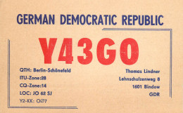 German Democratic Republic Radio Amateur QSL Card Y03CD Y43GO 1987 - Radio Amatoriale