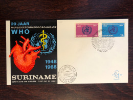 SURINAM FDC COVER 1968 YEAR CARDIOLOGY HEART WHO HEALTH MEDICINE STAMPS - Suriname ... - 1975