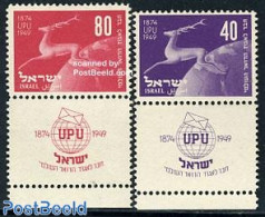 Israel 1950 75 Years UPU 2v, Mint NH, U.P.U. - Neufs (avec Tabs)