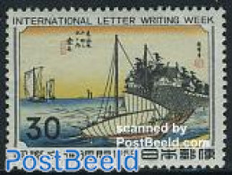 Japan 1959 Letter Writing Week 1v, Mint NH, Transport - Ships And Boats - Art - Paintings - Nuevos