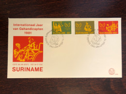 SURINAM FDC COVER 1981 YEAR RED DISABLED PEOPLE HEALTH MEDICINE STAMPS - Suriname