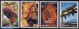 Sao Tome/Principe 1996 Greenpeace 4v, Mint NH, Nature - Animals (others & Mixed) - Cat Family - Greenpeace - Reptiles - Umweltschutz Und Klima