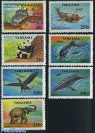 Tanzania 1994 Protected Animals 7v, Mint NH, Nature - Animals (others & Mixed) - Elephants - Sea Mammals - Pandas - Tanzanie (1964-...)