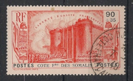 COTE DES SOMALIS - 1939 - N°YT. 174 - Révolution Française 90c + 35c Vermillon - Oblitéré / Used - Usati