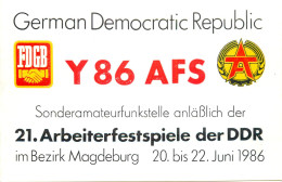 German Democratic Republic Radio Amateur QSL Card Y03CD Y86AFS 1986 - Radio Amatoriale