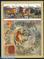 New Zealand 1997 Hong Kong 97 S/s, Mint NH, Nature - Various - Cattle - Philately - New Year - Neufs